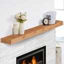 Fireplace Mantel Shelves 66inch | Solid Wood Floating Mantel Shelf - Rustic Farmhouse Wall Shelf with Invisible Brackets & Heavy Duty 100lbs Capacity