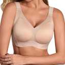 GLNEGE Womens Seamless Wireless Push Up Supportive Bra Comfortable No Underwire Full Coverage Jelly Lift T-Shirt Bras (Beige, XXXL)
