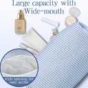 Makeup Bag Travel Cosmetic Bag for Women Cute Seersucker Cosmetic Pouch Small Preppy Makeup Purse Brushes Storage Organizer