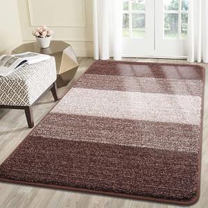 Kitinjoy Indoor Outdoor Door Mat, 59x36 Non-Slip Absorbent Dirt Trapper, Low-Profile Washable Inside Entrance Front Floor Mat, Sturdy Soft Entry Doormats for Entryway, Brown (59'' x 36'')