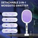 Electric Fly Swatter Racket, Upgraded 4000V Detachable Electric Bug Zapper with Dual Modes, Mosquito Zapper Racket with Type-C Rechargeable Base, Fly Killer for Indoor Outdoor, 1 Pack