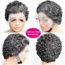 Short Curly 13X4 Lace Front Pixie Cut Wig Human Hair Wigs, Light Grey 13x4 HD Lace Frontal Wigs Short Curly Layered Glueless Daily Wear Wig Deep Loose Wave Pixie Cut Human Hair Wigs for Black Women
