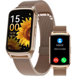 Smart Fitness Watch for Women, Activity Tracker, Calorie Step Counter Pedometer IP68 Waterproof for Android and iPhone (Golden, 1.57)