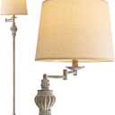 61" Vintage Floor Lamp with 350 Adjustable Swing Arm, Tall lamp Standing Lamp for Bedroom Living Room Bedside Nightstand Retro Farmhouse Mid Century Lamp Light Home Dcor Office Gifts (Antique White)