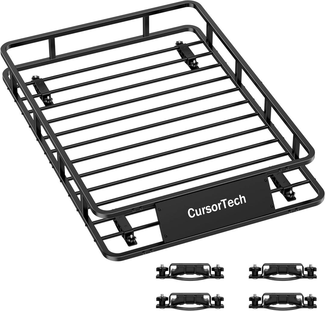 Roof Rack Basket 51" x 36" Heavy Duty Roof Cargo Basket 300 lbs Capacity Steel Roof Basket Vehicle Cargo Rack Luggage Holder Rack for SUV Truck Car Travel Camping Storage