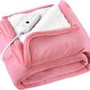 ESTINGO Heated Throw Blanket, Electric Blanket Throw Size with 4 Hours Auto Off & 5 Heating Levels, 50"x60" Electric Heated Blanket with ETL & FCC Certification for Home Office, Light Pink
