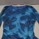 ZESICA Womens Floral Mesh Going Out Tops Fall Long Sleeve Crewneck Slim Fit Ruched Y2k Shirts Beach Vacation Outfits (Medium, Blue)