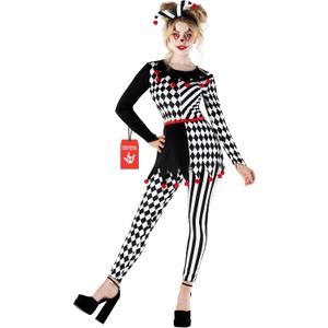 Morph Jester Costume Women, Circus Costume Woman, Jester Costumes Womens Clown Outfits, Halloween Costumes for Women Adult (X-Large)