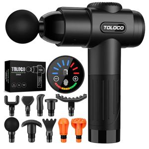 TOLOCO Massage Gun, Deep Tissue Back Massage for Athletes for Pain Relief, Percussion Massager with 10 Massages Heads & Silent Brushless Motor, Fathers Day Dad Gifts, Black