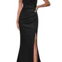 WOOSEA Women Sleeveless V Neck Split Evening Cocktail Long Dress (Black, XL)