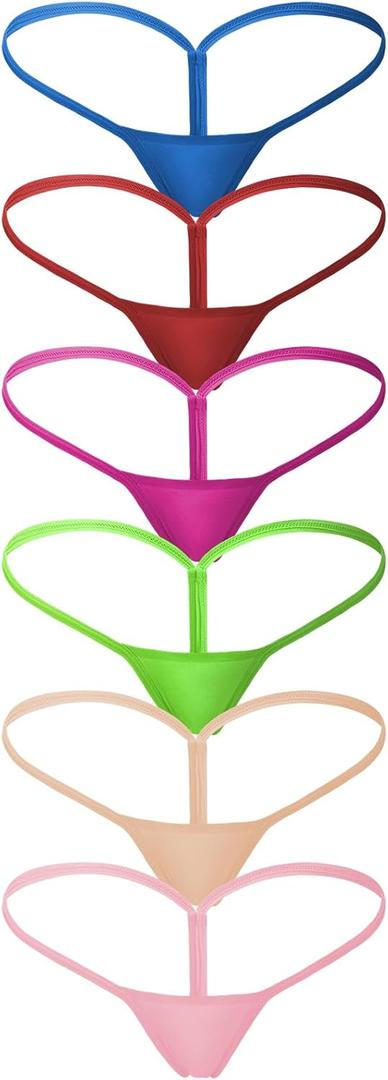 sosusu Cotton Underwear G-string Thong for Women Micro Sexy Ladies Panties Comfortable Stretch Low Rise 6 Pack (Small)
