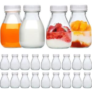 Accguan Reusable Glass Bottles with Lids,11oz, Suitable for Milk, Juice, Beverage, Party, Weddings, Shower Supplies and Gifts(22 pcs)