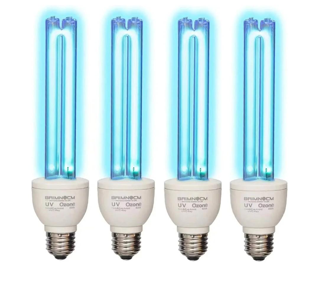 BAIMNOCM 4 Pack 25 Watt UV Light Bulb, UVC Lamp, 185nm/254nm lamp for Home E26 Base 4 Count