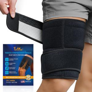 Thigh Compression Sleeve - Adjustable Hamstring Compression Sleeve for Men & Women, Anti-Slip Thigh Brace For Pulled Groin Muscle, Quad & Hamstring Support, Sports Recovery & Workout (S/M)