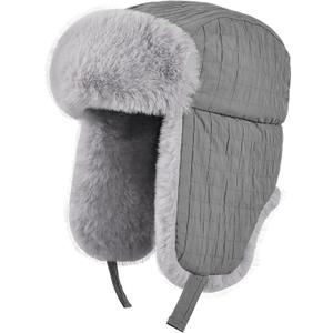 Winter Hat for Men Women Trapper Hat with Ear Flaps, Windproof Russian Trooper Hat for Cold Weather Hunting Skiing