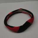 Xizopucy Black and Red Steering Wheel Cover Microfiber Leather Sporty Car Accessories for Men and Women,Breathable Non-Slip Universal Fit 14 1/2-15 Inch