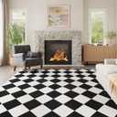 8x10 Washable Checkered Rugs for Bedroom, Black and White Area Rug for Living Room, Geometric Faux Wool Carpet for Kids, Girls, Boys Playroom, Dorm, Nursery, Dining Room, Kitchen, Non Slip