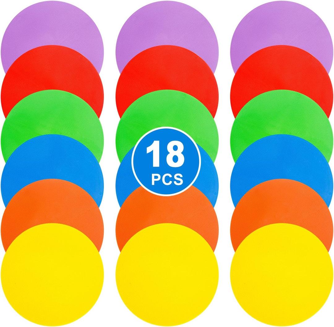 9 inch Spot Markers Flat Field Cones, Non Slip Rubber Agility Markers Flat Field Cones for Soccer Basketball Sports Speed Agility Training 18 pcs