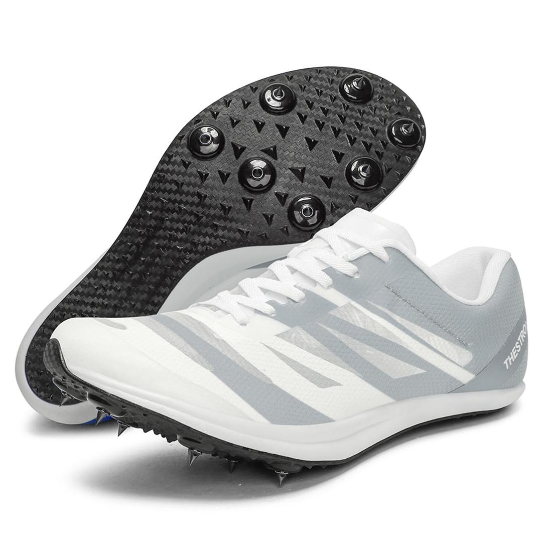 Men Women Track and Field Shoes Kids Spikes Track Sneakers Boys Girls Running Nail Footwears (10,Gray)