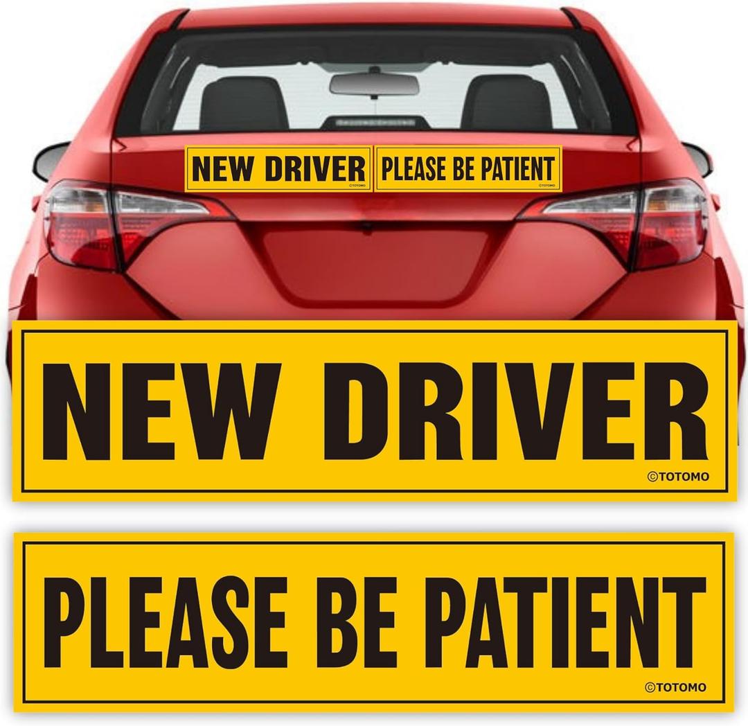 New Driver Magnet for Car Sign  2-Pack (New Driver & Please Be Patient)  Large 12 x 3 x 0.1 Reflective Magnets for Student or Rookie Learner Drivers  Removable & Reusable