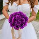 Glitter Roses Bouquet,30PCS Fake Purple Roses Glitter Flowers for Crafts Wedding Bouquet Party Christmas Home Decor(Dark Purple)