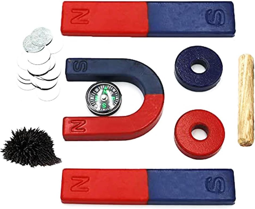Magnets for Kids Classroom Students Education Science Experiment Kid Magnets Kit Set Including Bar/Ring/Horseshoe Magnets/Compass/Iron Filings
