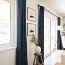 100% Blackout Shield Linen Blackout Curtains for Bedroom 84 Inches Long, Back Tab/Rod Pocket Living Room Drapes, Thermal Insulated Blackout Curtains 2 Panels Set, 50" W x 84" L, Navy