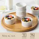MALACASA Ramekins 4 oz Oven Safe, Porcelain Creme Brulee Ramekins Pudding Custard Cups Small Ceramic Souffle Dishes Ramakan Ramiken Ramicans Baking Bowls Set of 6, White, Series RAMEKIN-DISH