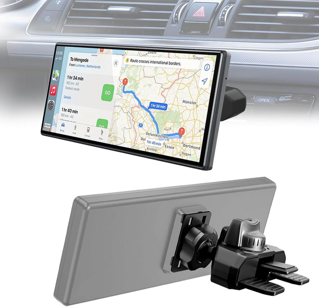 CD Mount for Carplay Screen, 360 Rotation CD Slot Carplay Mount for Car, Sturdy and Secure Carplays Holder Mounts for Apple and Android Display Monitors in Car