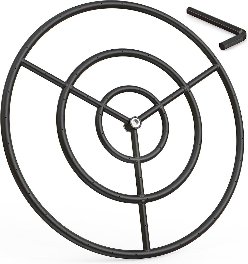 Onlyfire 36 Inch Round Fire Pit Burner Ring for Natural Gas & Propane Fire Pit and Fireplace, 304 Black Steel DIY Gas Burner for Outdoor and Indoor, High BTU 443,000, No Whistling Drilled Holes