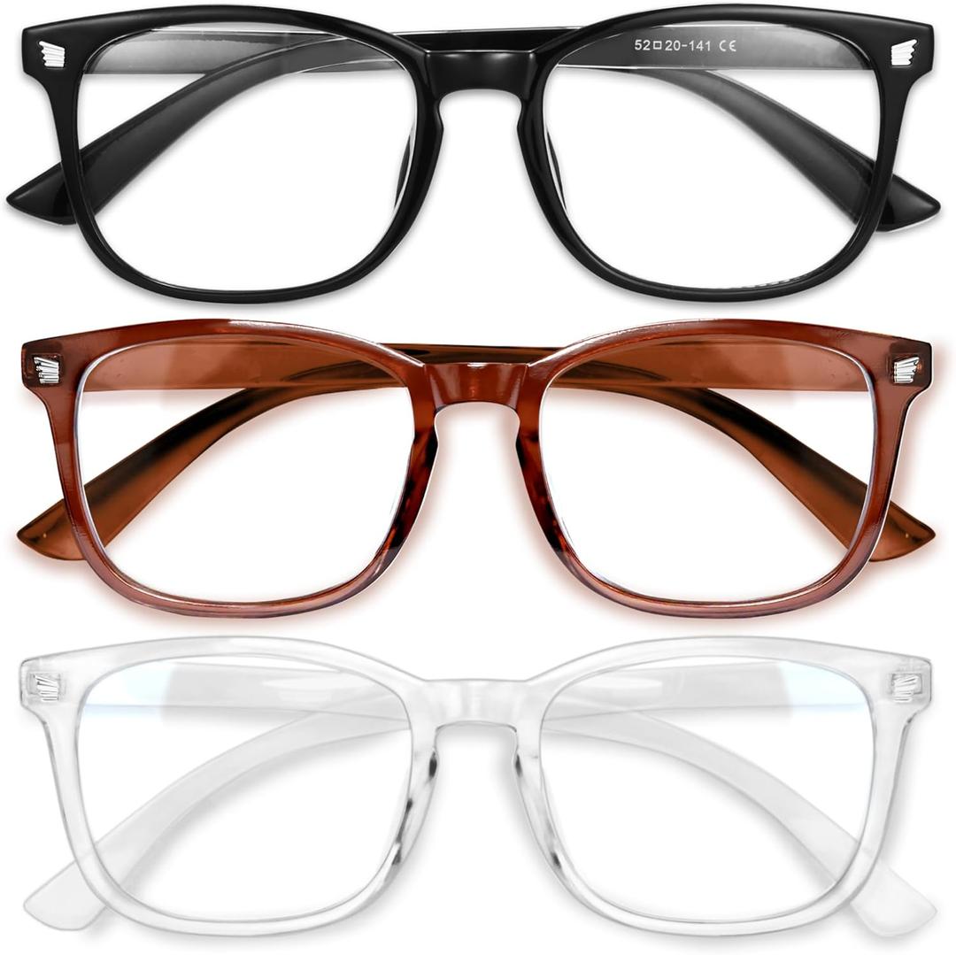 Gaoye Stylish Blue Light Glasses for Woman - Computer Glasses for Blue Light Blocking - Lightweight Frames - 3 pack (B10-black + Moca + Wine Red)
