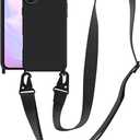 Compatible with iPhone 16e/ 17e Case with Lanyard Crossbody iPhone Case with Strap Adjustable Shockproof Drop Protection Silicone Phone Cover for iPhone 16e/ 17e 6.1 Black