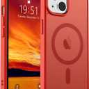 SUPFINE Magnetic for iPhone 14 Case & iPhone 13 Case (Compatible with MagSafe)(Military Grade Drop Protection) Slim Translucent Matte Shockproof Phone Cover,Red