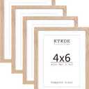 KTKDE 4x6 Picture frame Set of 4,Nature Woodgrain Photo Frame 3.5x5mat or 4x6 Without Mat, Tempered Glass,4 by 6 small picture frames for Wall or Tabletop Family Friends Wedding Gift ideal gift