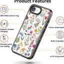 Compatible for iPhone 16E Case Cute - Durable Shockproof 6.6 ft Drop Impact Phone Case - Black Funny Nature Flower Design for iPhone 16 SE 4 6.1"