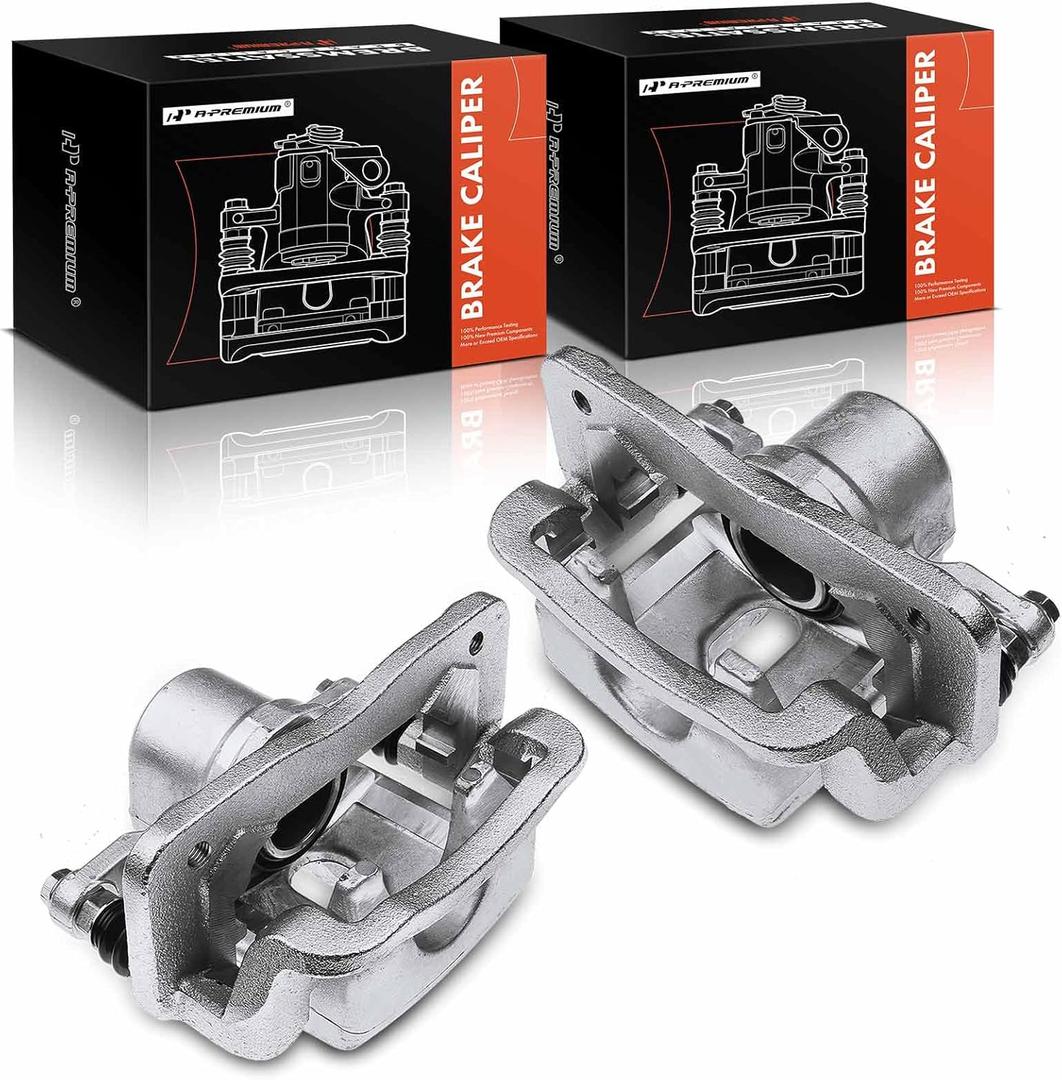 A-Premium Disc Brake Caliper Assembly with Bracket Compatible with Select Hyundai and Kia Models - Santa Fe 2010-2016, Santa Fe Sport, Santa Fe XL, Sorento - Rear Driver and Passenger Side, 2-PC Set
