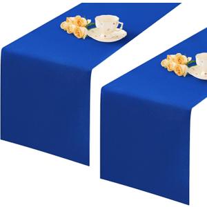 2 Pack Blue Small Short Table Runner 12 x 48 Inch Solid Color Runners Coffee Table Dresser for Daily Party Home Decoration