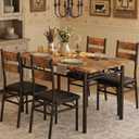 IDEALHOUSE 5 Piece Dining Table Set for 4, Rectangular Kitchen Table and Chairs for 4, Upholstered High Back Chairs, Thick Sturdy Frame, Dinner Dinette Set, Space Saving for Apartment, Rustic Brown
