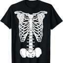 Halloween Shirts for Men:Giant Skeleton Chest Print Neck Crew Short Sleeve Fun Tee (Black, XL)