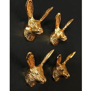 Golden/Antique Brass Rabbit Cupboard Door Handles, Animal Drawer Pulls | Gold Metal Cabinet Door Knobs (Gold)