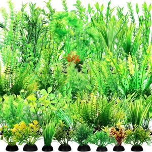 XunYee 100 Pcs Aquarium Plants Artificial Fish Tank Decorations 1.57 to 11.81 Inches Plastic Fish Tank Plants Turtle Betta Accessories for Household and Office, 45 Styles
