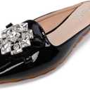 VYKF Mules for Women Flats Comfortable Slip on Backless Loafers Closed Toe Slides Women's Pointed Toe Mules Shoes