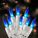 HISHINY Christmas Lights 100 Count Blue Christmas Tree String Lights with White Wire for Outdoor Indoor Christmas Decorations Wedding Decorations Valentines Day Decor, UL Certified (21feet) (21ft)