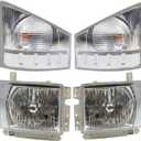 Headlights Assembly Pair+Corner Lamp with Electrical Machinery Compatible with NPR NPR-HD NQR NRR 2008-2020 Replace 897585170 313-1116R-AS 8975851712 313-1116L-AS (Left and Right)