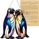 Beach Christmas Ornaments for Tree, Sea Turtle Acrylic Suncatcher Ornament with Story Card, Sea Turtle Gifts for Women, Beach Gifts for Women, Christmas Stocking Stuffers Ideas (Penguin)