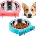 kathson 2 Pack Crate Dog Bowl Removable Stainless Steel Water Food Bowl Hanging Pet Cage Coop Cup for Rabbit Cat Puppy Bird Bunny Small Animals