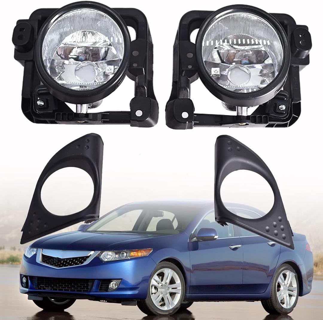 2Pcs Clear Lens Fog Light Assembly Left and Right Side Replacement for Acura TSX 2009-2010