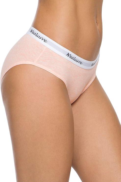 Wealurre Womens Underwear Cotton Bikini Breathable Sport Low Rise Panty for Women 4 Pack, Assorted, Colors, S