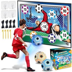 VOPOGLNE Soccer Target Toss Set for Boys & Girls, Indoor Outdoor Backyard Play with 2 Balls & 1 Foldable Flannel Goal, Birthday Gift for Kids Ages 3-12