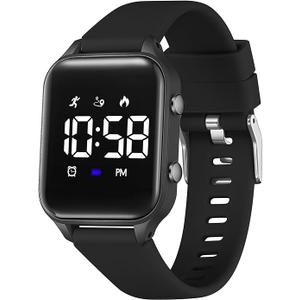L LAVAREDO Kids Digital Watches for Boys Girls,Waterproof Sport Watch with Pedometer Stopwatch Vibration Alarm for Ages 5-13,No App Fitness Tracker Watch for Kids Teens Birthday Christmas Gifts (Black)